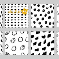 مجموعه ای از الگوهای بدون درز سیاه و سفید با نشانگر و جوهر