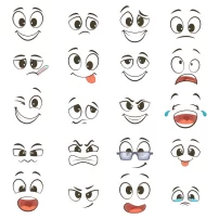 وکتور چهره های شاد کارتونی با حالت های مختلف