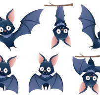 مجموعه ای از خفاش کارتونی هالووین به صورت وارونه