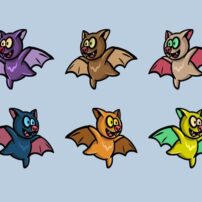 خفاش های کارتونی رنگارنگ برای هالووین