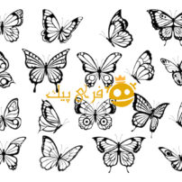 سیلوئت های پروانه ها. عکس سیاه از پروانه های خنده دار