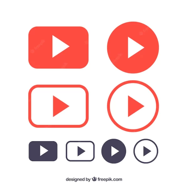 مجموعه آرم یوتیوب با طراحی مسطح در طرح های مختلف
