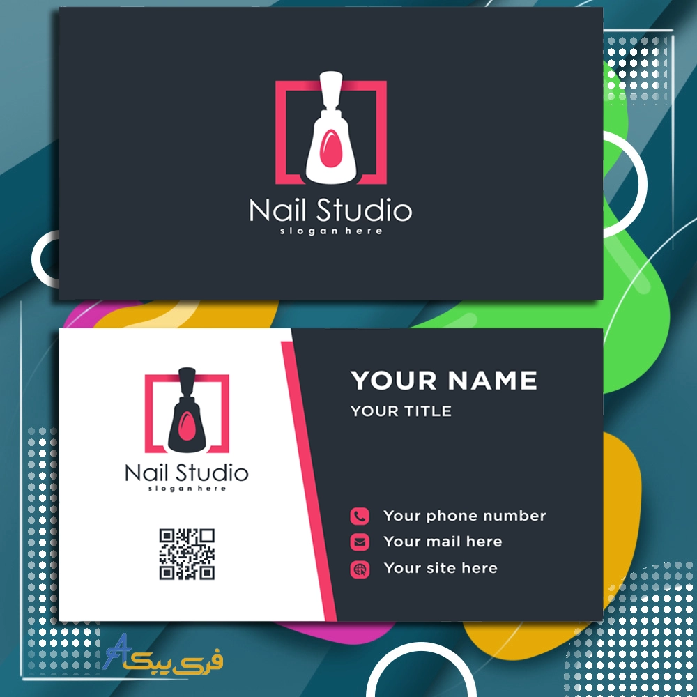 طراحی کارت ویزیت ناخن کار شیک(Stylish nail business card design)