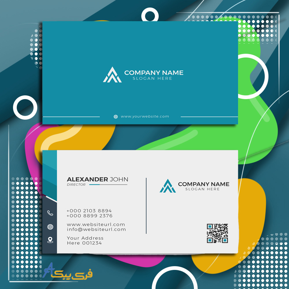 کارت ویزیت مدرن سفید و آبی حرفه ای(modern business card white blue corporate professional)