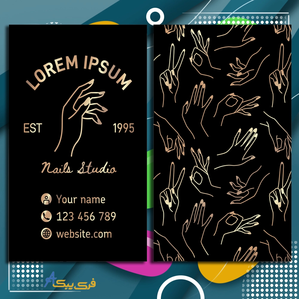 قالب کارت ویزیت طلایی مشکی(Golden black business card template)
