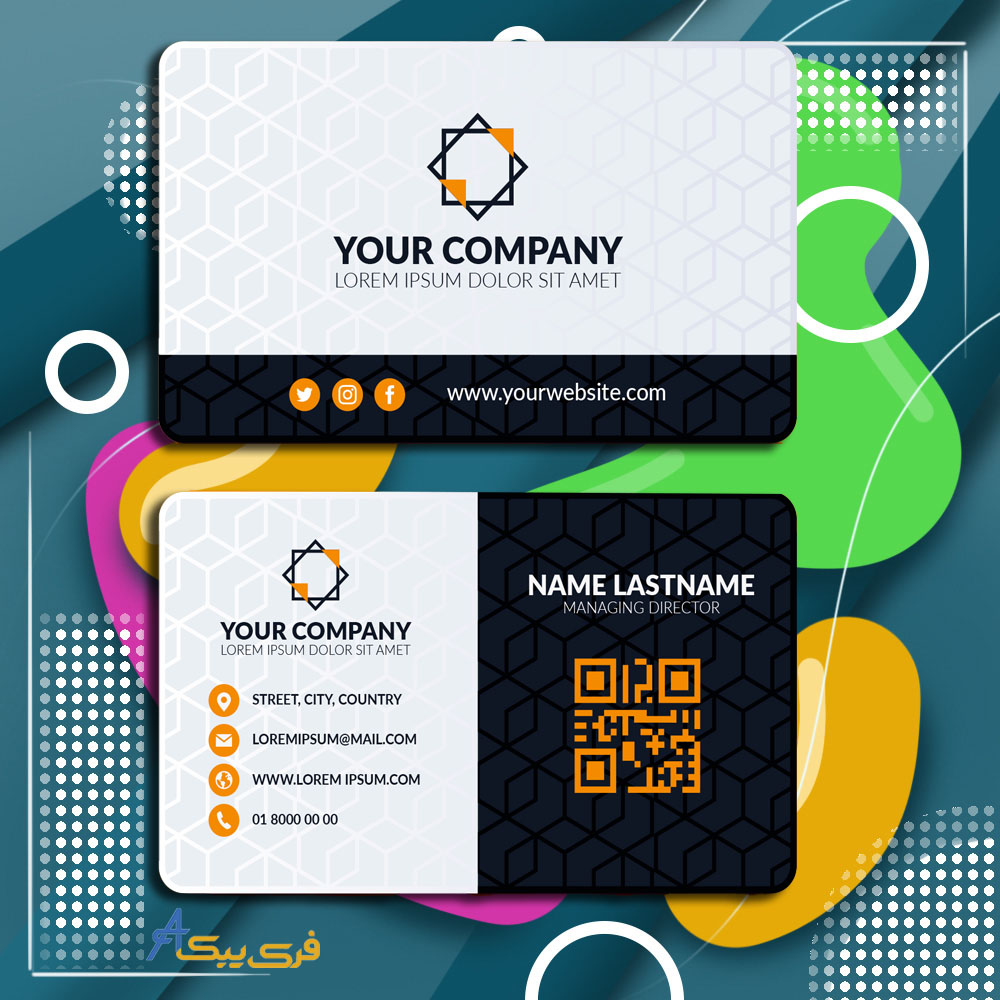 قالب کارت ویزیت مدرن با اشکال انتزاعی(Modern business card template with abstract shapes)