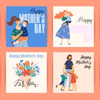 روز مادر مبارک. قالب های وکتور با زنان و کودکان