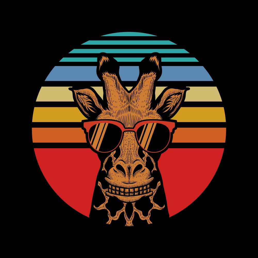 تصویر وکتور زرافه(giraffe sunset vector illustration)