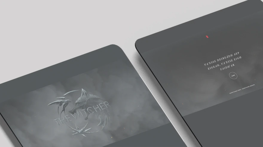 وب سایت The Witcher طراحی شده با تکنیک سیاه و سفید
