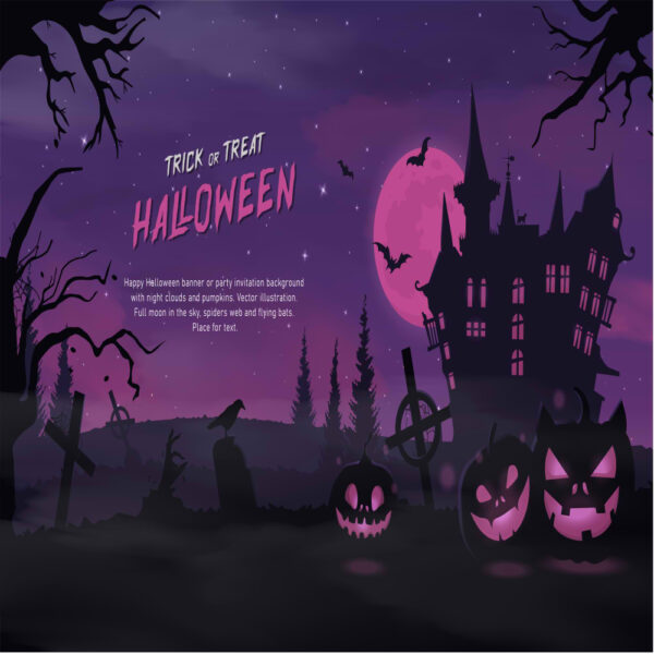 بنر دعوت به مهمانی هالووین(happy halloween banner party invitation)