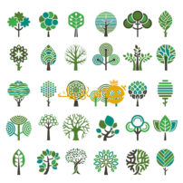 مجموعه وکتور لوگوهای درختان
