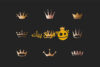 مجموعه ای از تاج ها، نمادها و لوگوهای طلای سلطنتی