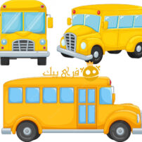 مجموعه وکتور کارتونی اتوبوس مدرسه