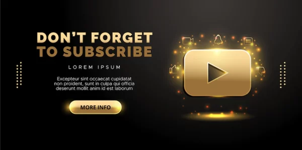 طراحی یوتیوب به رنگ طلایی در زمینه مشکی
