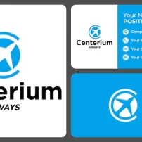 طرح لوگوی خطوط هوایی مونوگرام حروف با قالب کارت ویزیت