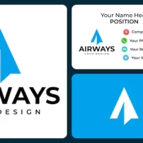 طرح لوگوی خطوط هوایی مونوگرام حروف با قالب کارت ویزیت