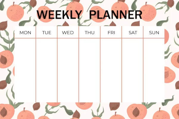 برنامه ریز هفتگی و روزانه ماهانه قابل چاپ در طرح هلو