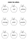 کاربرگ آموزشی نام رنگ ها و سیب های رنگی