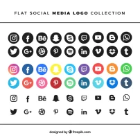 مجموعه لوگوهای رسانه های اجتماعی به سبک مسطح