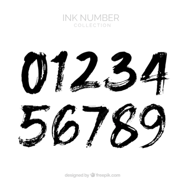 مجموعه اعداد 1 تا 9 سیاه