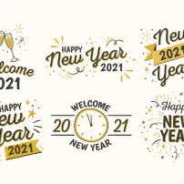 مجموعه نشان سال نو طراحی شده با دست