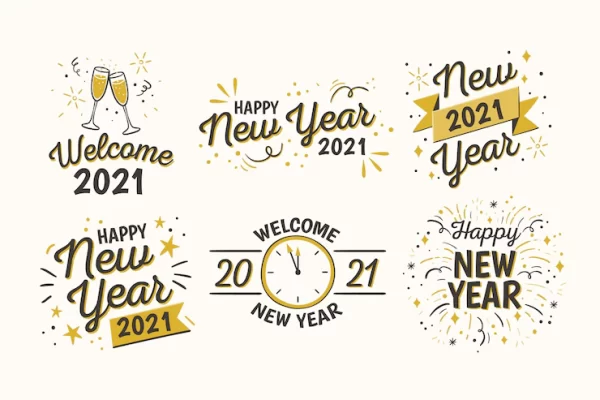 مجموعه نشان سال نو طراحی شده با دست