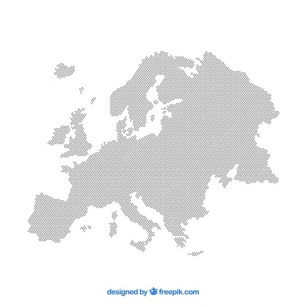نقشه اروپا با نقاط به سبک فلت