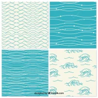 مجموعه ای از الگوهای تزیینی موج های به سبک نقاشی