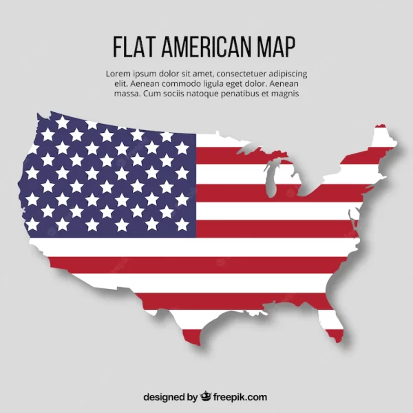 نقشه آمریکا با طراحی فلت